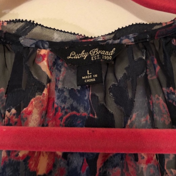 LUCKY BRAND SHEER SLEEVELESS BLOUSE - Large - Picture 3 of 5